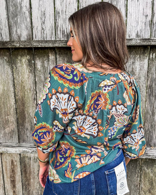 Twilight Petals Top, Teal