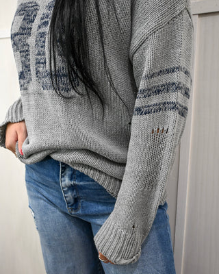 Varsity Days Sweater, Grey - BARGAIN BIN