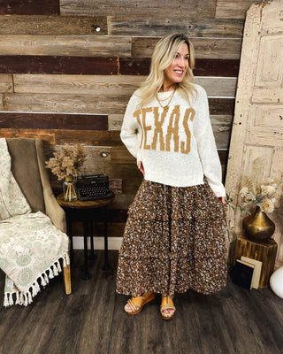 Western Bloom Midi Dress, Brown